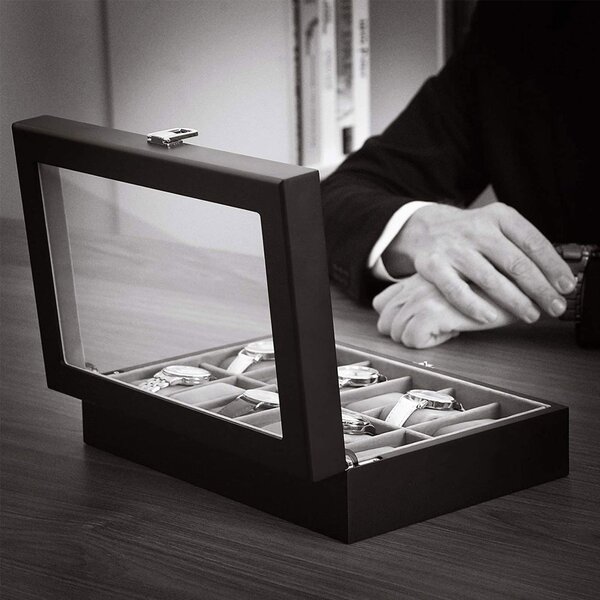Cutie pentru ceasuri Model Luxury Vault, Negru, 30.2x20.2x8.1 cm