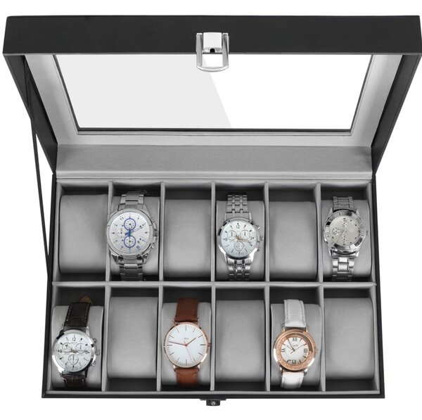 Cutie pentru ceasuri Model Luxury Vault, Negru, 30.2x20.2x8.1 cm