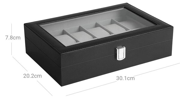 Cutie pentru ceasuri Model Luxury Vault, Negru, 30.2x20.2x8.1 cm