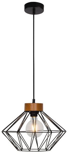 Viokef Lampă pendul Vega cu abajur colivie, reglabil, Negru, Camera de zi / sufragerie, Metal