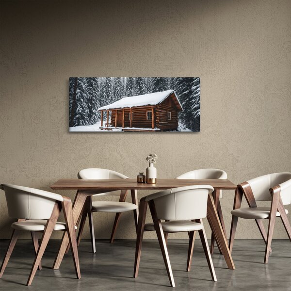 Tablou - Cabană acoperită de zăpadă (120x50 cm)