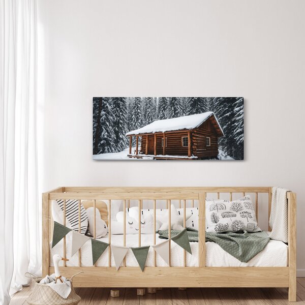 Tablou - Cabană acoperită de zăpadă (120x50 cm)