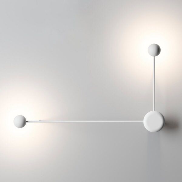 Vibia Pin - Aplică LED cu 2 becuri, albă, Alb, Camera de zi / sufragerie, Metal, Design