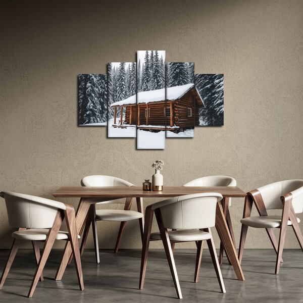 Tablou - Cabană acoperită de zăpadă (150x105 cm)