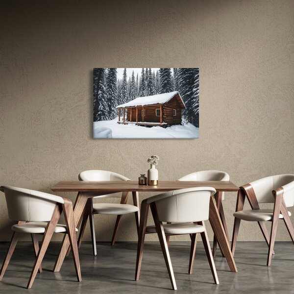 Tablou - Cabană acoperită de zăpadă (90x60 cm)