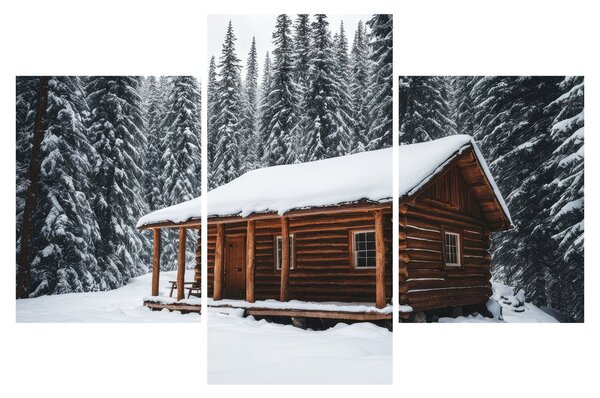 Tablou - Cabană acoperită de zăpadă (90x60 cm)