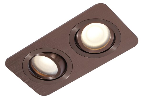 Set de 6 spoturi încastrate rotunjite, bronz închis, GU10 50mm, pivotante și înclinabile, IP44, 2 lumini - Alberto