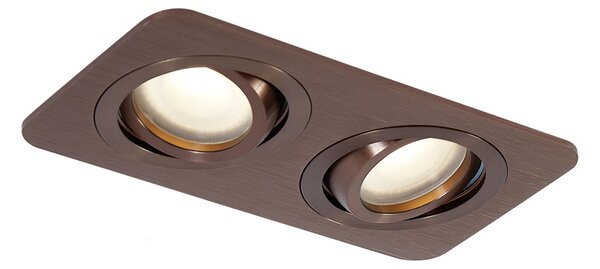 Spot încastrat rotunjit bronz închis GU10 50mm rotativ și înclinabil IP44 2 lumini - Alberto