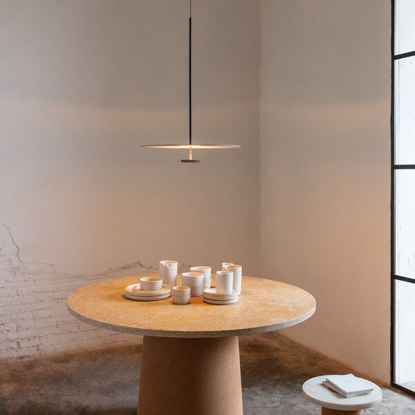 Vibia Lampă suspendată LED Flat 1 bec. Ø 55cm gri L1, reglabil, Gri, Camera de zi / sufragerie, Metal, Modern