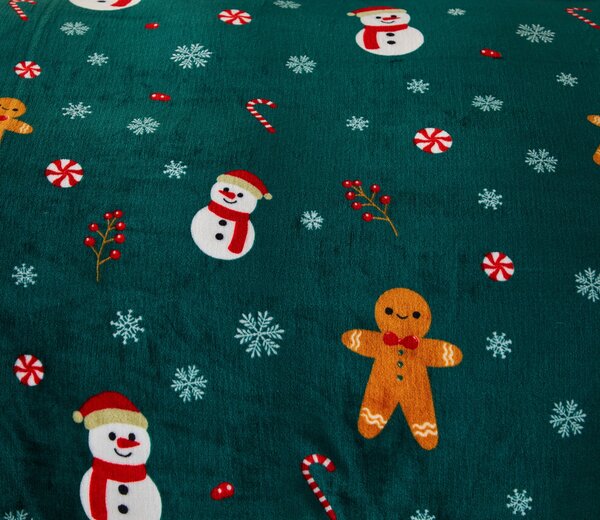 Lenjerie cocolino SNOWMAN AND GINGERBREAD verde Dimensiune lenjerie de pat: 2 buc 70 x 90 cm | 200 x 220 cm