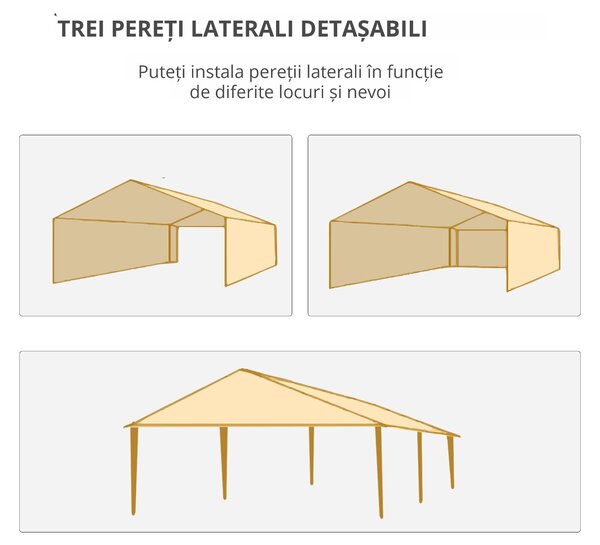 Outsunny Cort de Grădină cu Orificii de Drenaj, Pereți Detașabili și Ferestre, 6x3 m, Verde | Aosom Romania