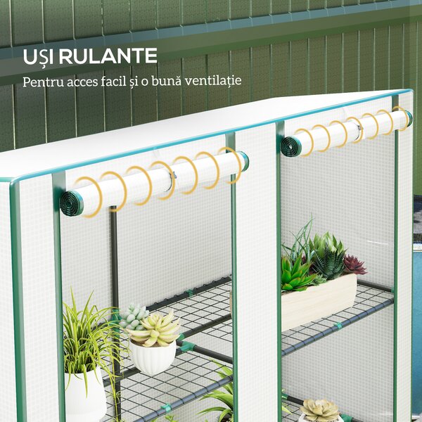 Outsunny Seră Aplicată, din PE Consolidată,, 144 x 48 x 152 cm, Alb | Aosom Romania