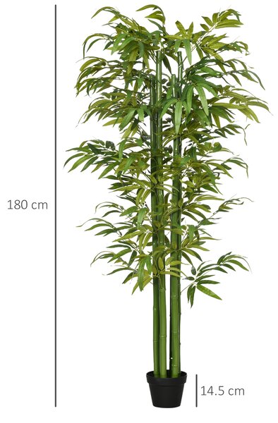 HOMCOM Plantă Artificială de Bambus, 180 cm, Realistă, cu Ghiveci Decorativ pentru Living și Dormitor, Verde | Aosom Romania