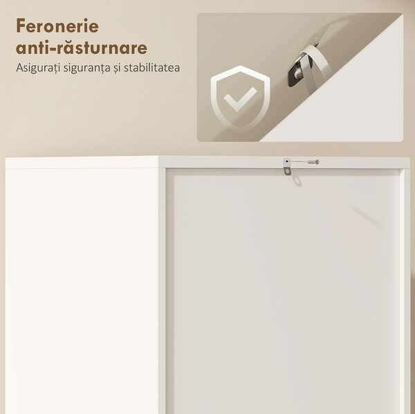 HOMCOM Dulap de Bucătărie Înalt Slim 180 cm, Mobilier cu 5 Rafturi și Ușă Soft Close, Anti-Răsturnare, Rafturi Reglabile, Mobilier Modern pentru Bucătărie, Alb | Aosom Romania