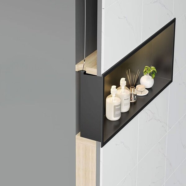 RAFT BAIE INCASTRAT PERETE LED 30x60 black