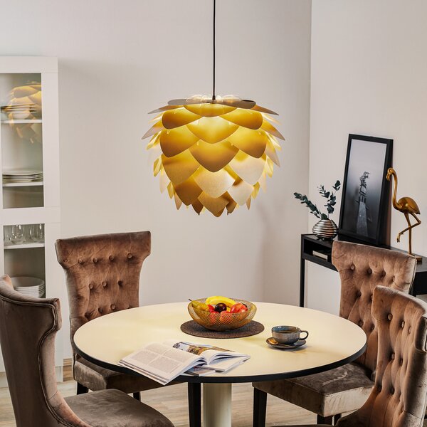 UMAGE Aluvia medium lampă susp. alamă periată, reglabil, Auriu / Alamă, Camera de zi / sufragerie, Metal, Design