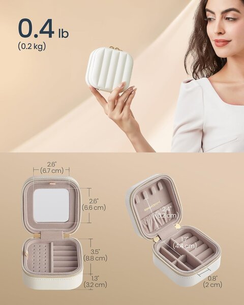 Cutie de bijuterii Songmics Alb 10.5x11.2x6 cm