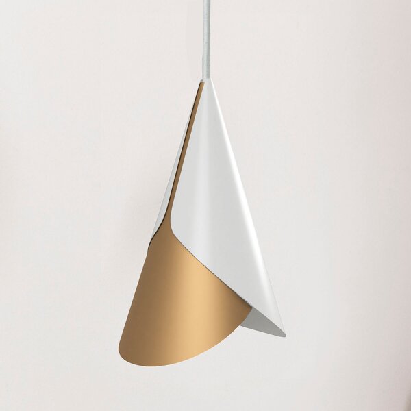 UMAGE Cornet lampă suspendată alb/alamă, reglabil, Alb, Camera de zi / sufragerie, Metal, Scandinavă