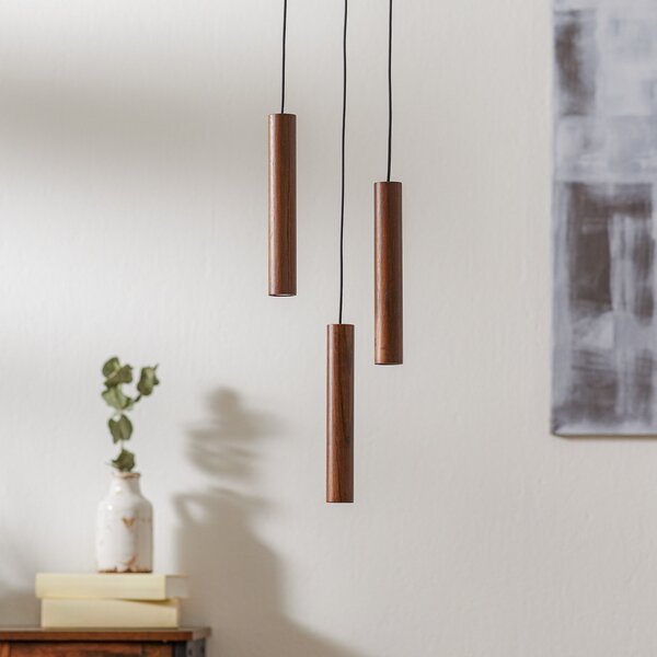 UMAGE Chimes Cluster 3 lampă susp. stejar închis, Lemn, Camera de zi / sufragerie, Lemn, Design