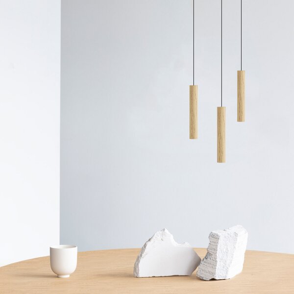 UMAGE Chimes Cluster 3 lampă susp. stejar deschis, Lemn, Camera de zi / sufragerie, Lemn, Design