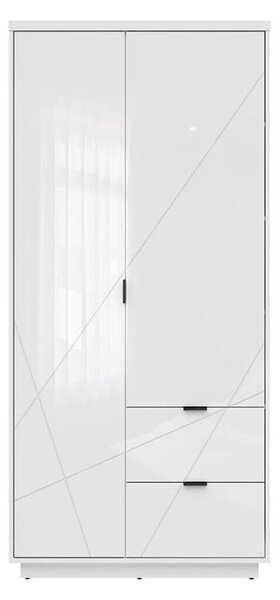 Dulap Fivale 105, Alb lucios, Alb, 201x94x57cm, 95 kg, Uși dulap: Cu balamale, Numărul de rafturi: 3, Numărul de rafturi: 3