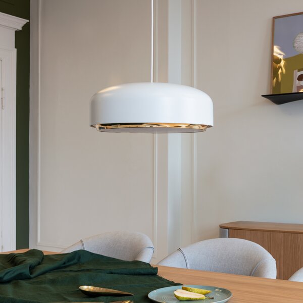 UMAGE Hazel Lampă suspendată Medium, albă, Ø 40 cm, reglabil, Alb, Camera de zi / sufragerie, Metal, Design