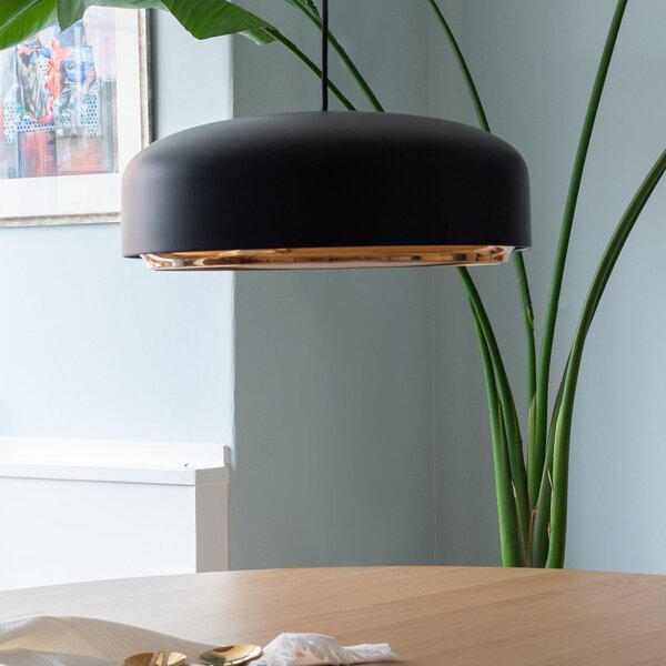 UMAGE Hazel Medium lampă susp., negru, Ø 40 cm, reglabil, Negru, Camera de zi / sufragerie, Metal, Design