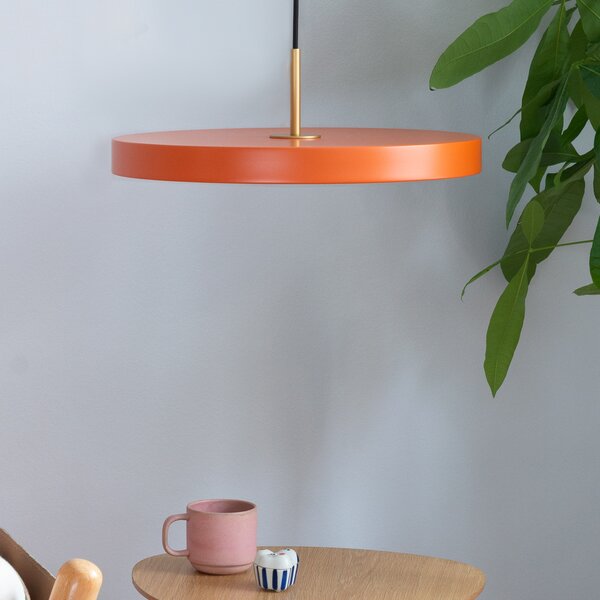 UMAGE Lampă suspendată LED Asteria Mini, portocaliu/alamă, Ø 31 cm, reglabil, Portocaliu, Camera de zi / sufragerie, Metal, Design