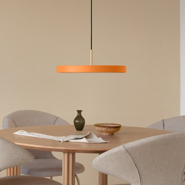 UMAGE Lampă suspendată LED Asteria Mini, portocaliu/alamă, Ø 31 cm, reglabil, Portocaliu, Camera de zi / sufragerie, Metal, Design