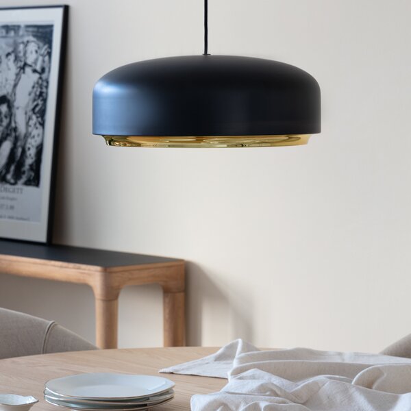 UMAGE Hazel Medium lampă susp., negru, Ø 40 cm, reglabil, Negru, Camera de zi / sufragerie, Metal, Design