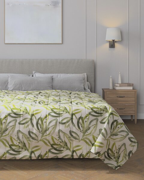 Cuvertura matlasata cu model culoare verde Țesătură cu model