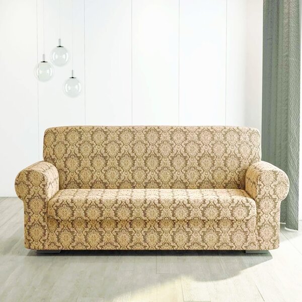 Husa elastica pentru canapea 3 locuri, fara volanas, model Jacquard, Bej