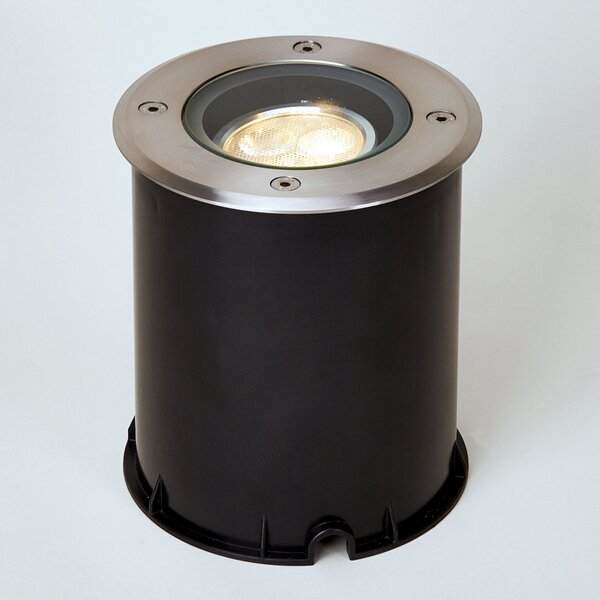 Lucande LED lampă de podea încastrată Jos, rotundă, pivotantă, IP67, Metalic, Metal, Modern, Corpuri de iluminat încastrate rotunde