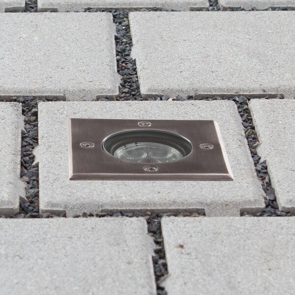 Lucande LED încastrată în podea Ava, 12 cm x cm, IP67, Metalic, Metal, Modern, Luminile încastrate unghiulare