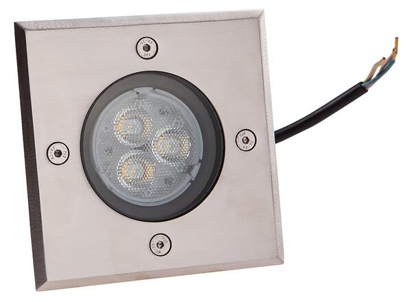 Lucande LED încastrată în podea Ava, 12 cm x cm, IP67, Metalic, Metal, Modern, Luminile încastrate unghiulare
