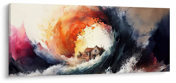 Tablou - În vârtejul potopului, acuarelă (120x50 cm)