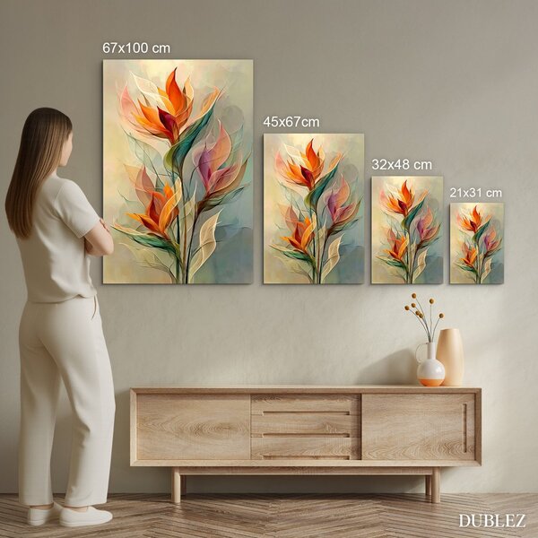 DUBLEZ | Tablou din lemn - Flori abstracte | Imprimare UV premium