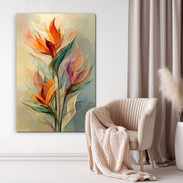 DUBLEZ | Tablou din lemn - Flori abstracte | Imprimare UV premium