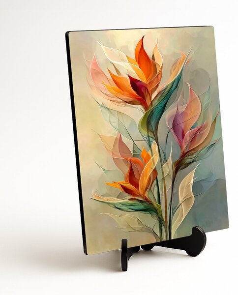 DUBLEZ | Tablou din lemn - Flori abstracte | Imprimare UV premium