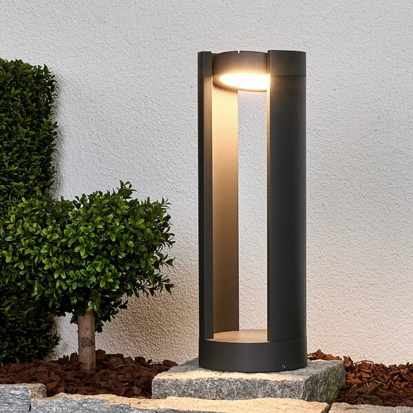 Lucande lampă cu soclu LED Dylen, gri, metal, 50cm, IP65, Negru, Metal, Modern