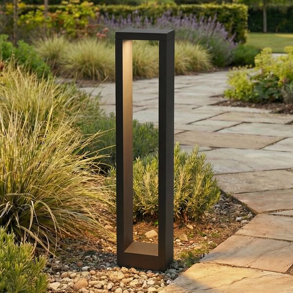 Lucande Jupp bornă luminoasă LED, 60 cm, antracit, metal, IP54, Negru, Aluminiu, Modern