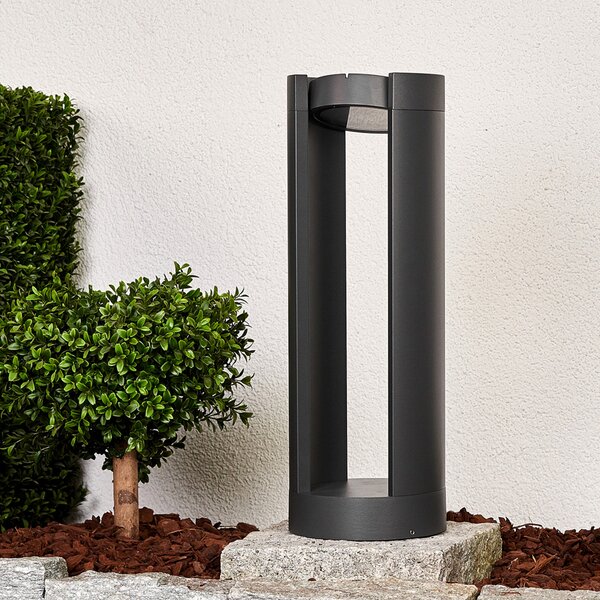 Lucande lampă cu soclu LED Dylen, gri, metal, 50cm, IP65, Negru, Metal, Modern