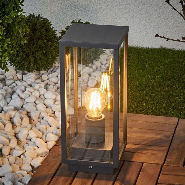Lucande Annalea lampă cu soclu, 35 cm, antracit, IP54, reglabil, Negru, Metal, Modern