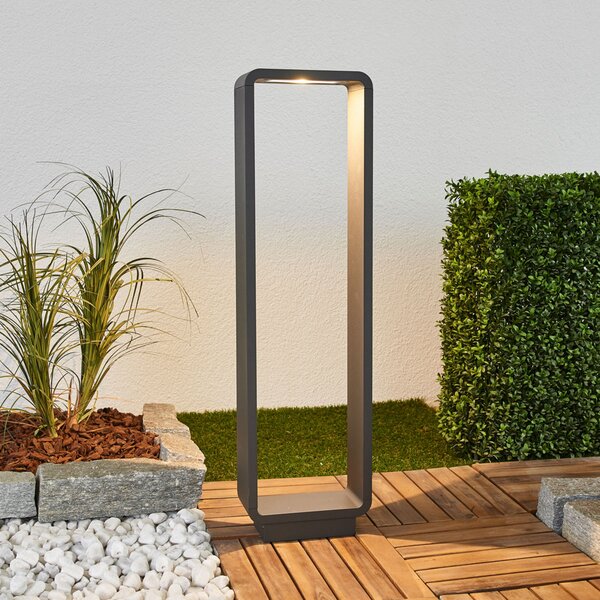 Lucande bornă luminoasă LED Ninon, 80 cm, antracit, metal, Negru, Metal, Modern