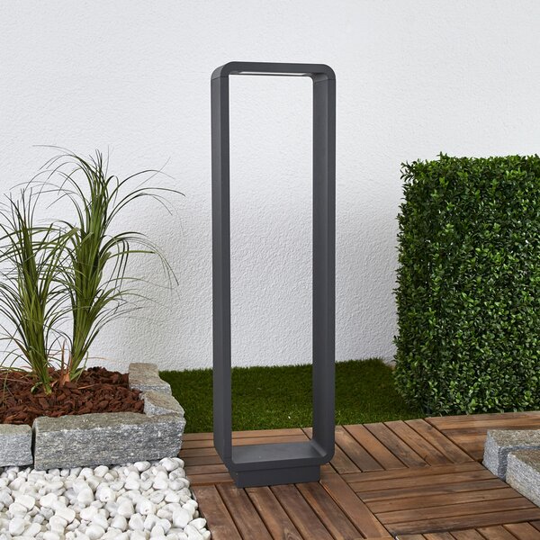 Lucande bornă luminoasă LED Ninon, 80 cm, antracit, metal, Negru, Metal, Modern