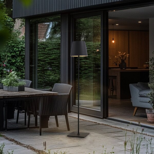 Lucande lumina patio Andrei, gri, 150cm inaltime, IP54, E27, Gri, Aluminiu, Modern
