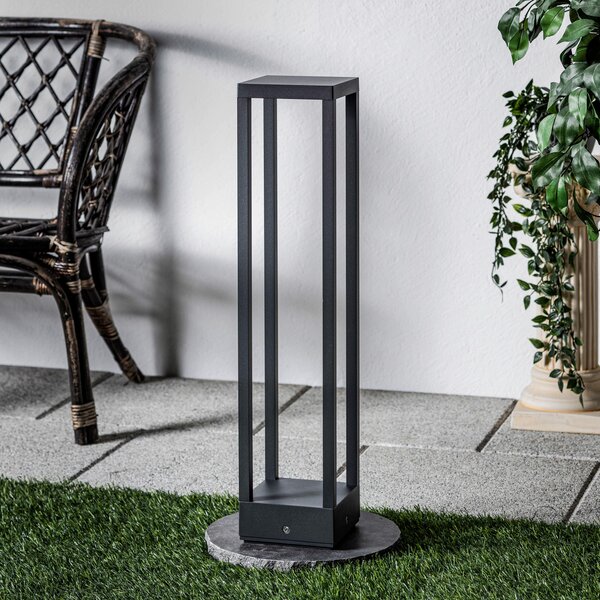 Lucande Carlota bornă luminoasă LED, antracit, 65 cm, metal, Negru, Metal, Modern