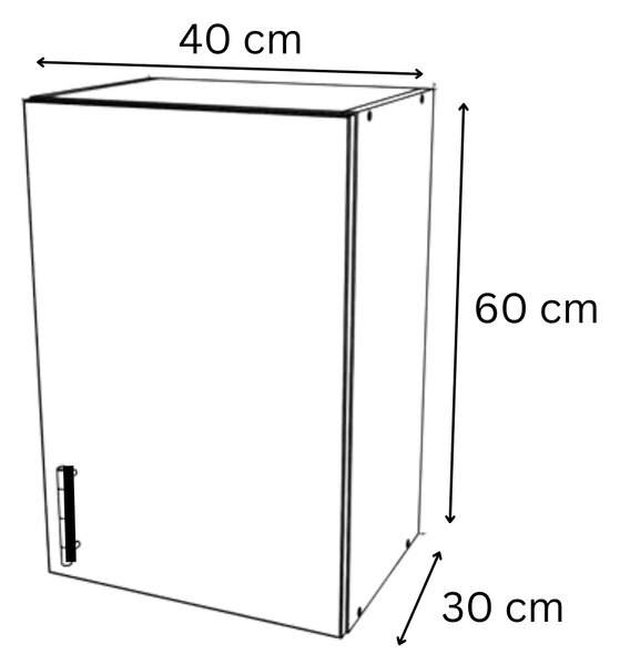 Corpuri Superioare Bucatarie H60 x A32 x L40cm, Culoare Alb, PAL 18 mm
