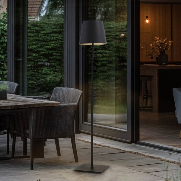 Lucande lumina patio Andrei, gri, 150cm inaltime, IP54, E27, Gri, Aluminiu, Modern