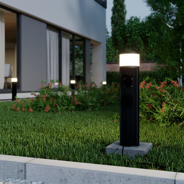 Lucande Corban lampă cu soclu, gri, prize, G9, IP44, reglabil, Negru, Aluminiu, Modern